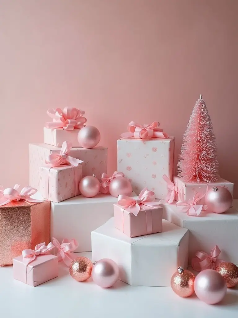 pink gift wrapping station