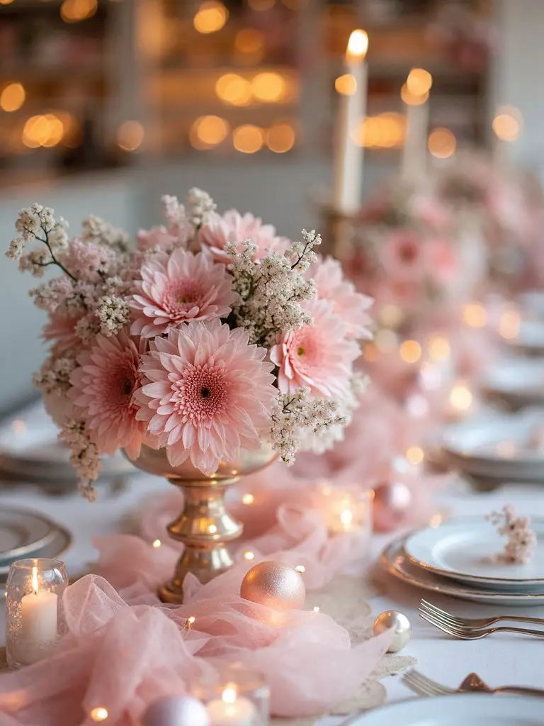 pink holiday floral arrangements