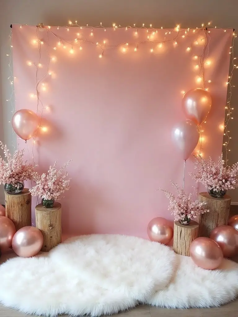 pink winter baby shower backdrop