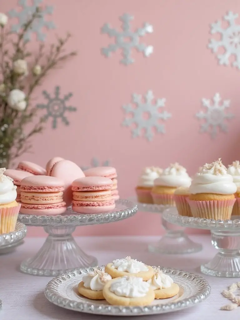 pink winter dessert station
