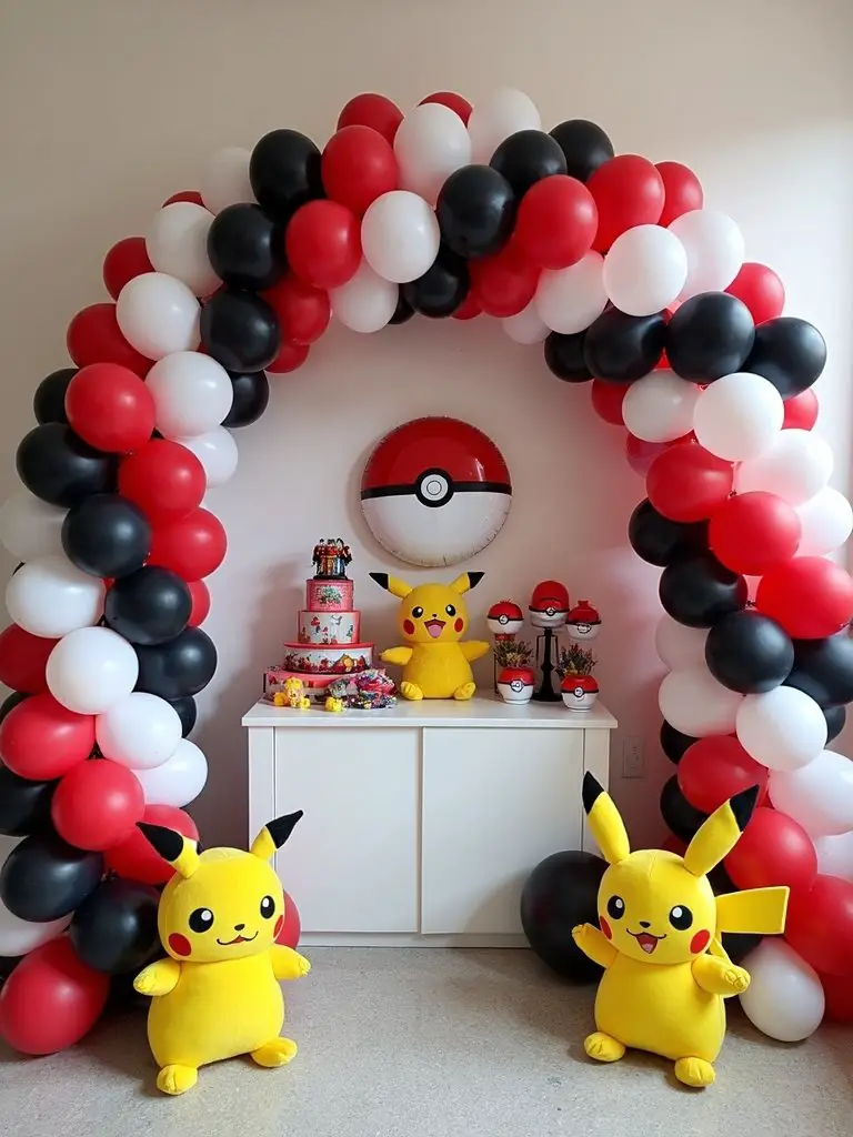 pokeball balloon arch setup