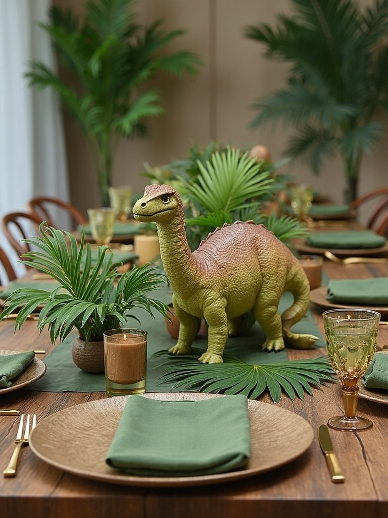 prehistoric dinosaur themed table setting