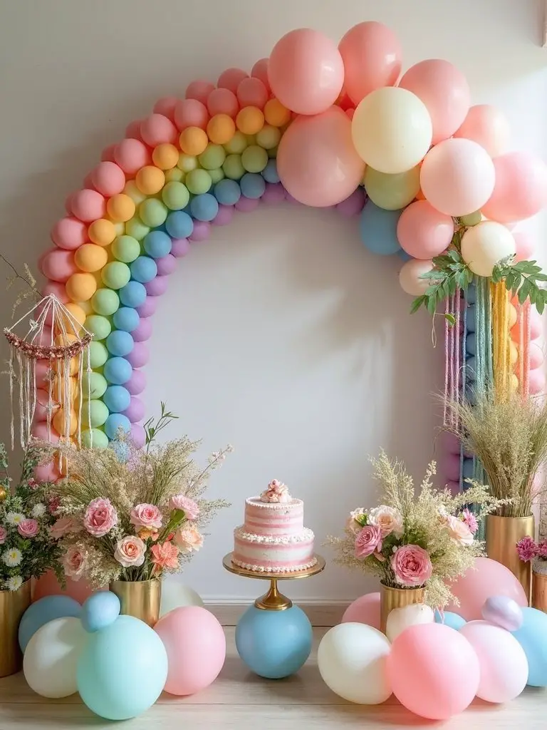 rainbow balloon arch creation