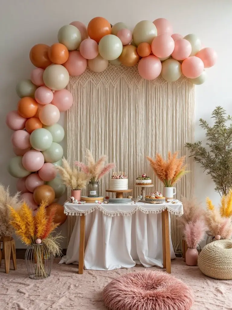 rainbow pampas grass decor