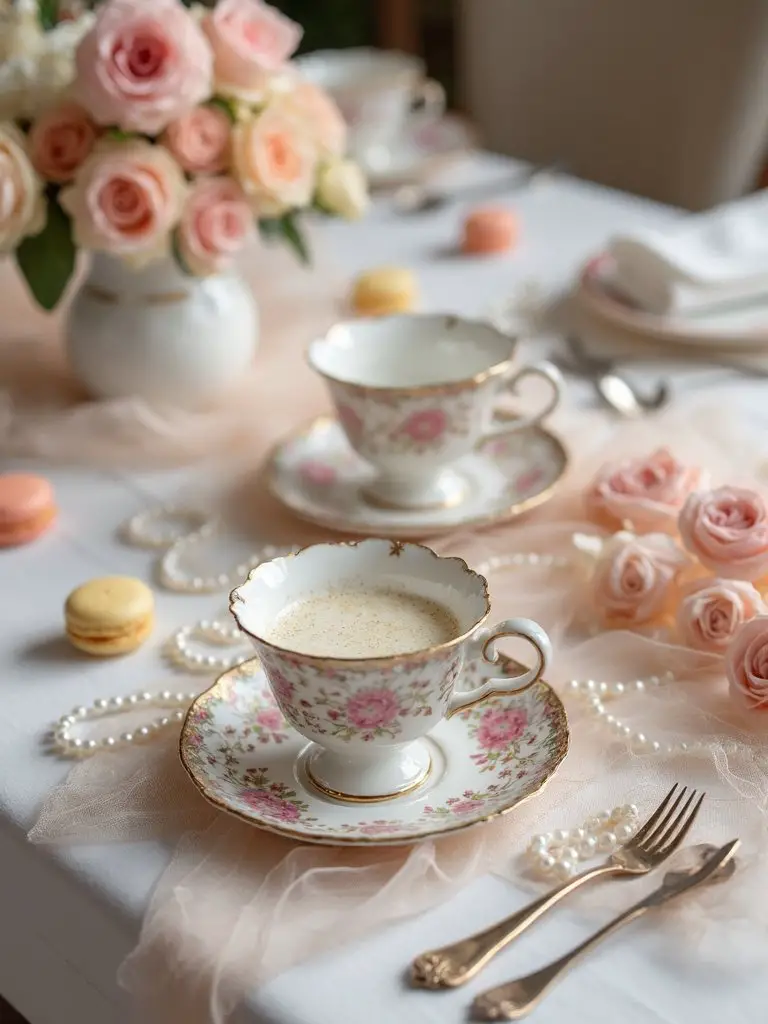 refined romantic vintage inspired table setting