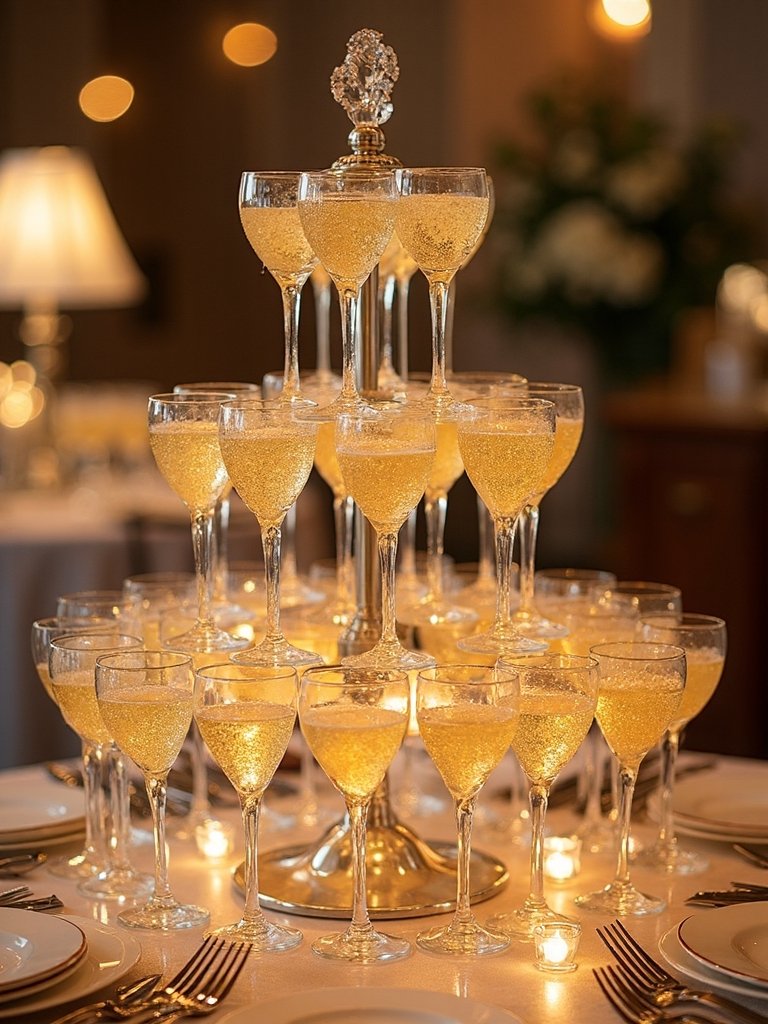 retro champagne wedding decor ideas
