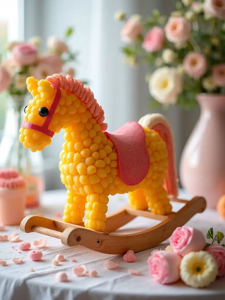rocking horse fruit sculpture