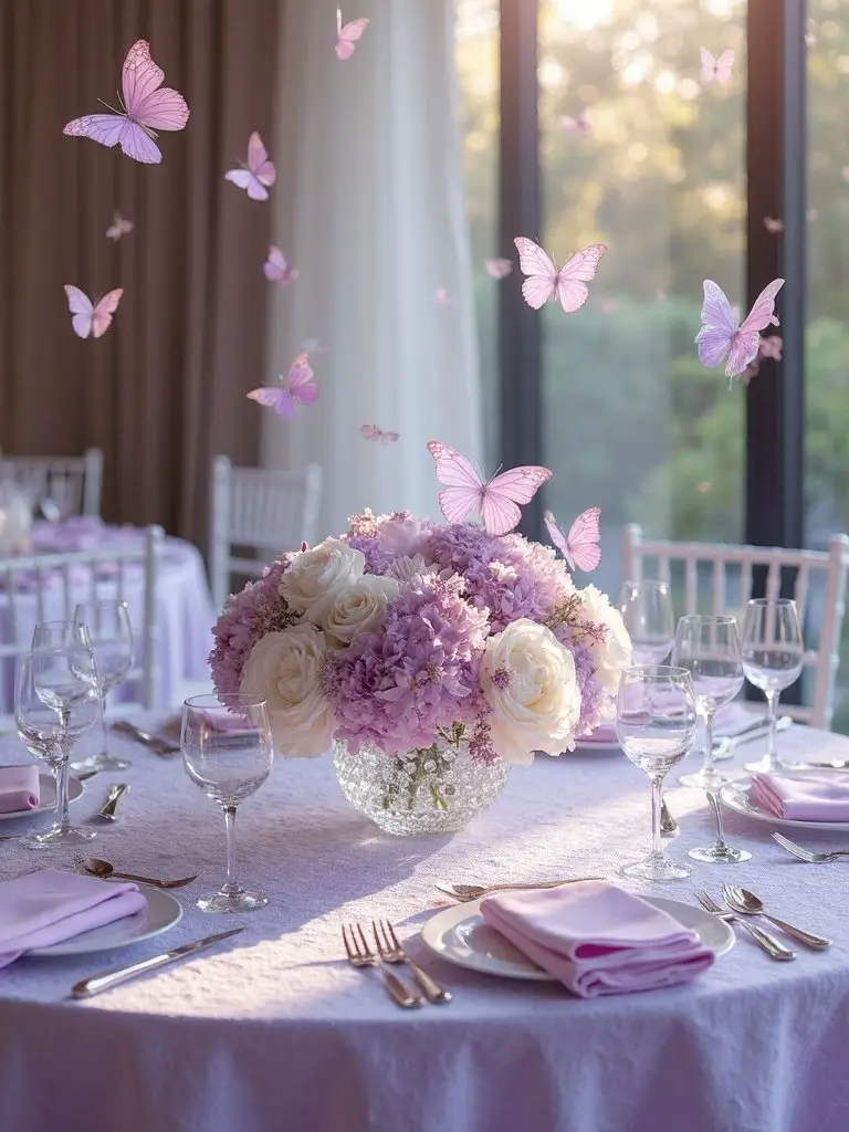 romantic elegant butterfly inspired table accents