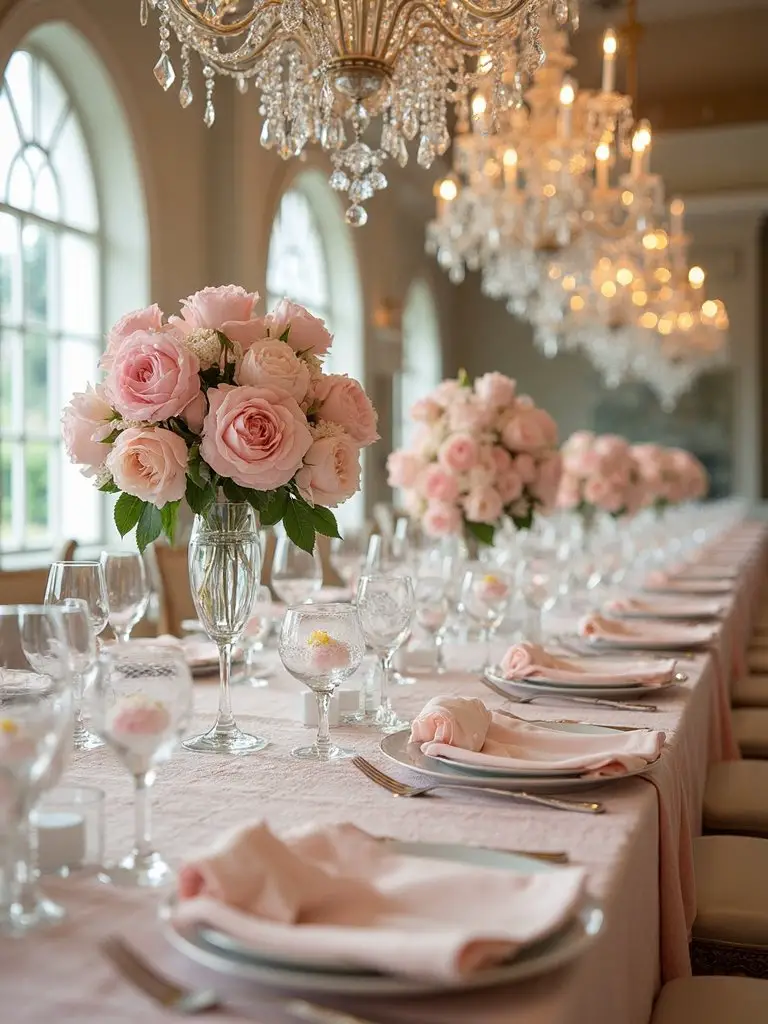 romantic pastel garden inspired floral centerpieces
