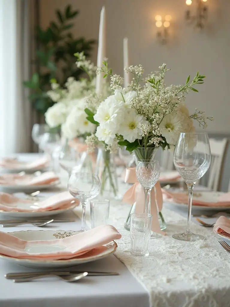 romantic pastel lace wedding decor