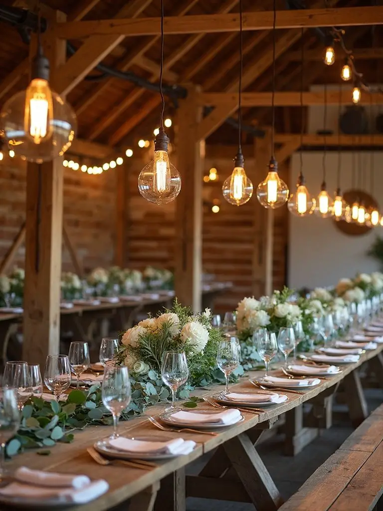 rustic charm sophisticated greenery wooden beam garlands
