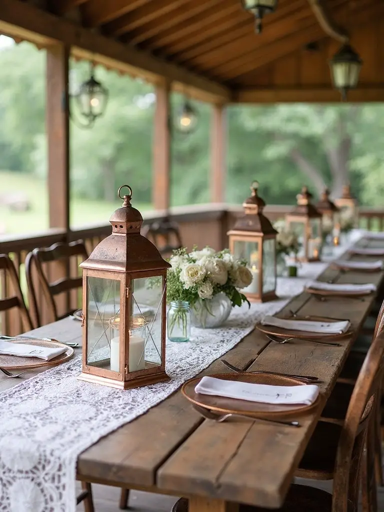 rustic copper porch wedding accents