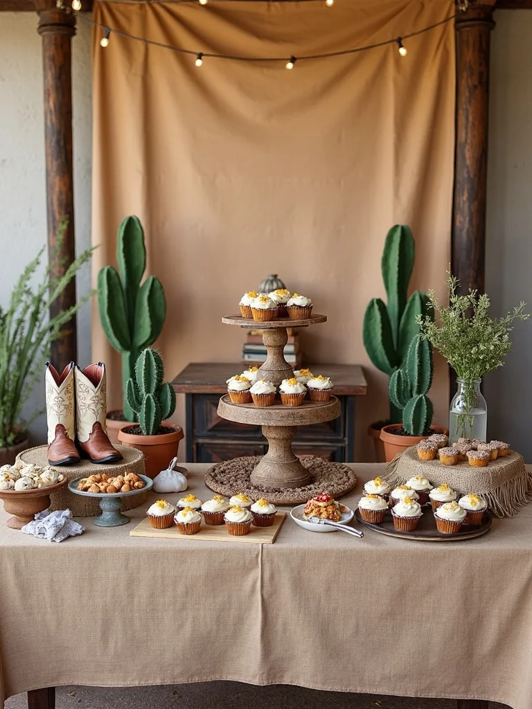 rustic cowboy dessert display