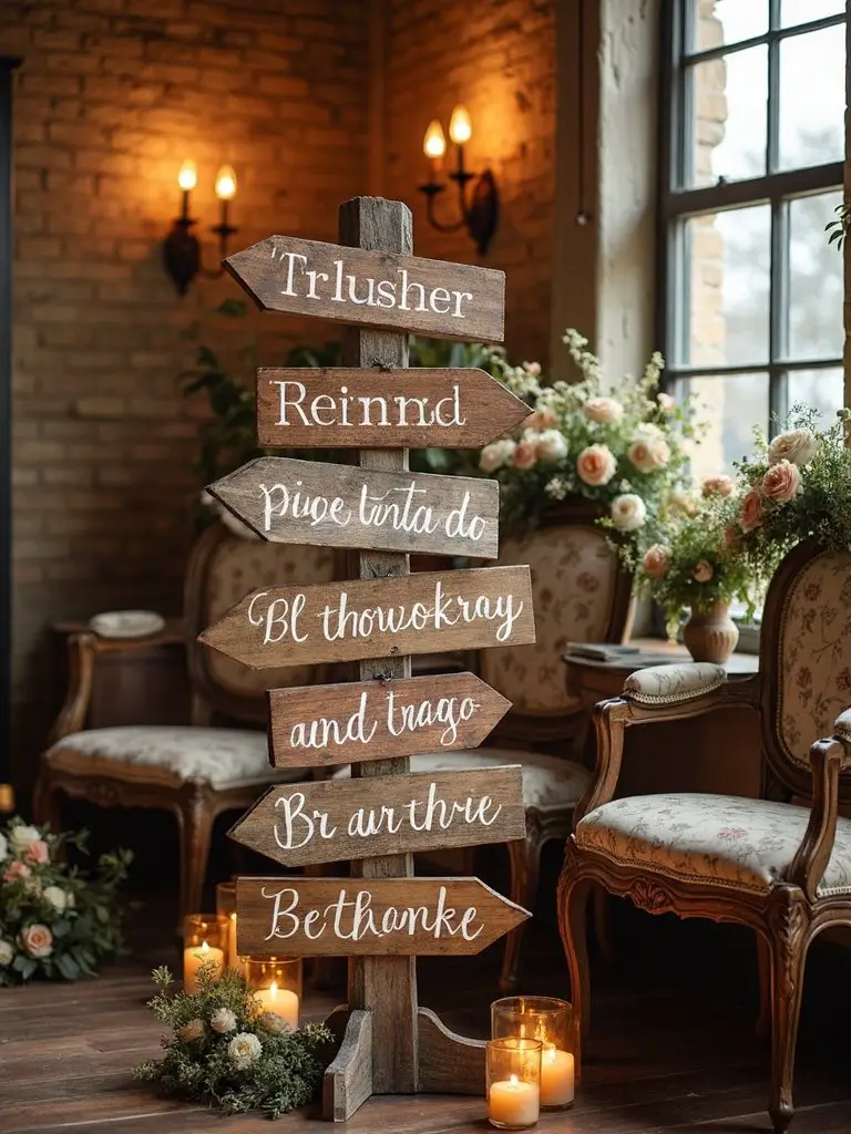 rustic directional signage for outdoor weddings