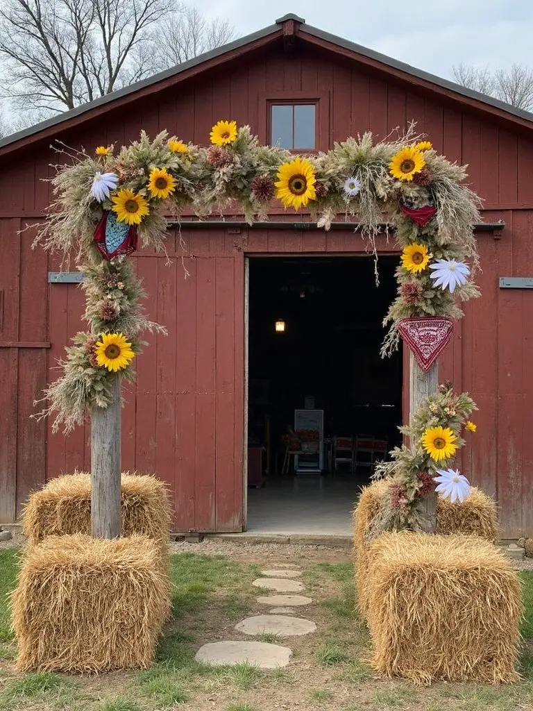 rustic hay bale decor