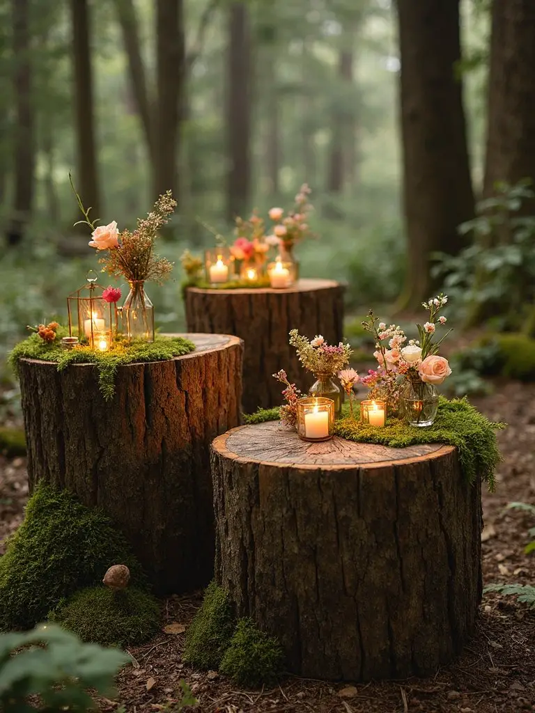 rustic woodland charm seating cocktail tables