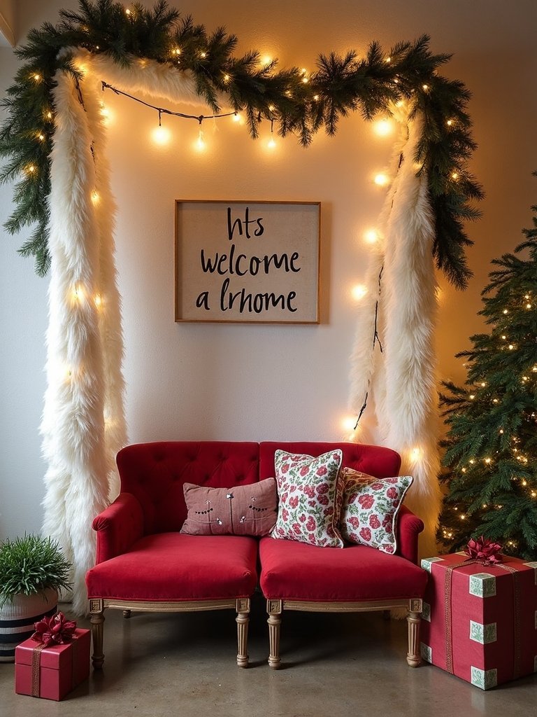 santa themed welcome station setup