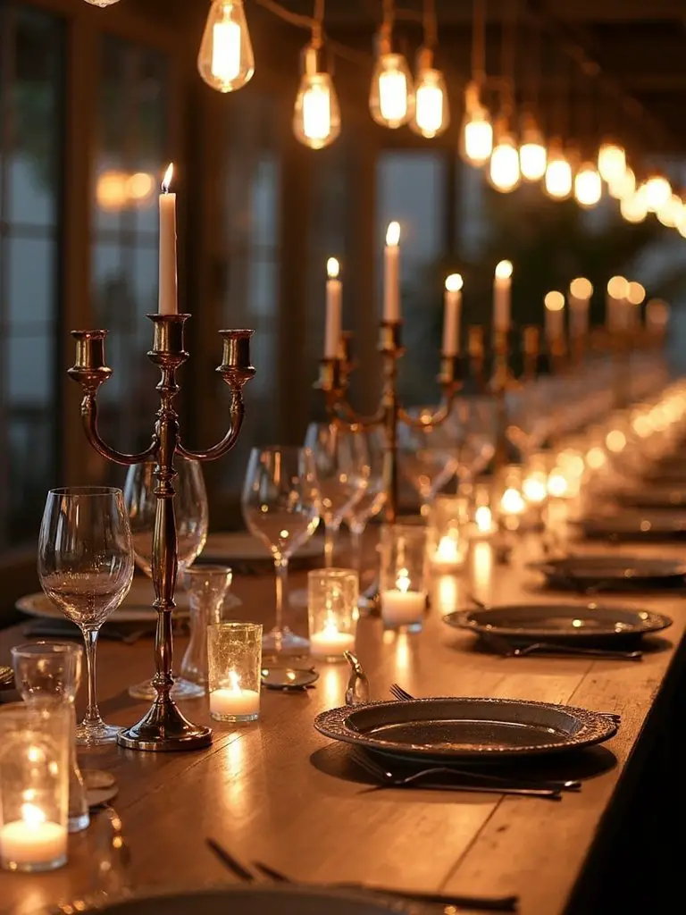 sleek industrial chic wedding decor