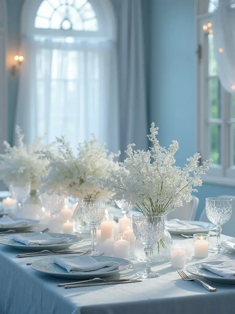 snowflake themed baby shower settings