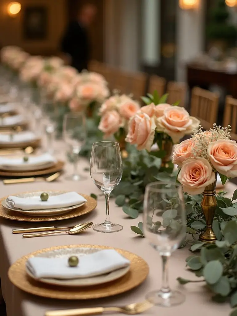 soft romantic sage and peach