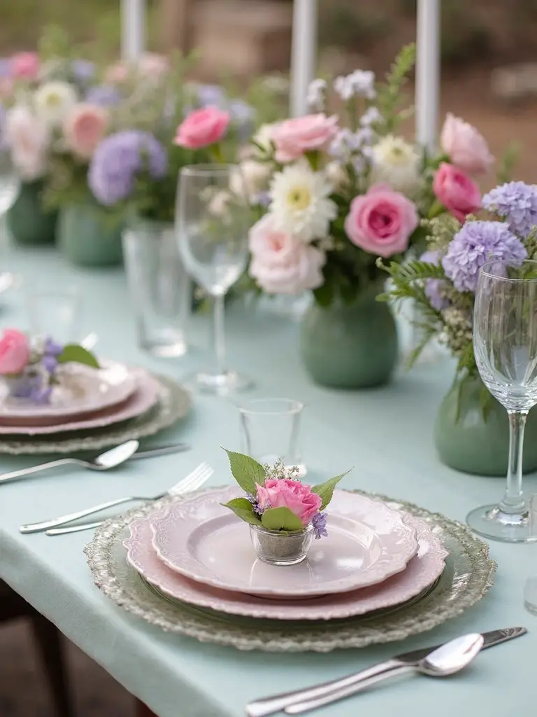 sophisticated pastel tablescape foundation