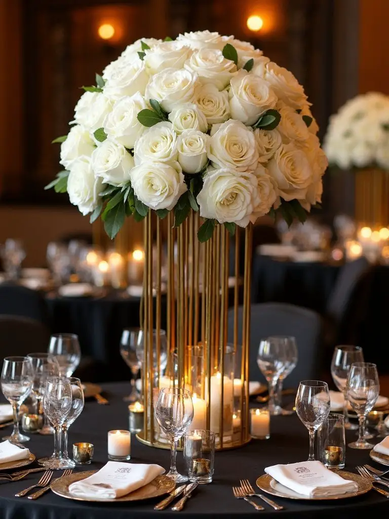 striking geometric table centerpiece risers