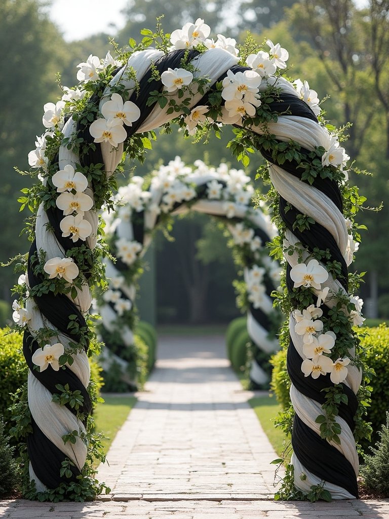 structured archways blend bold delicate tones