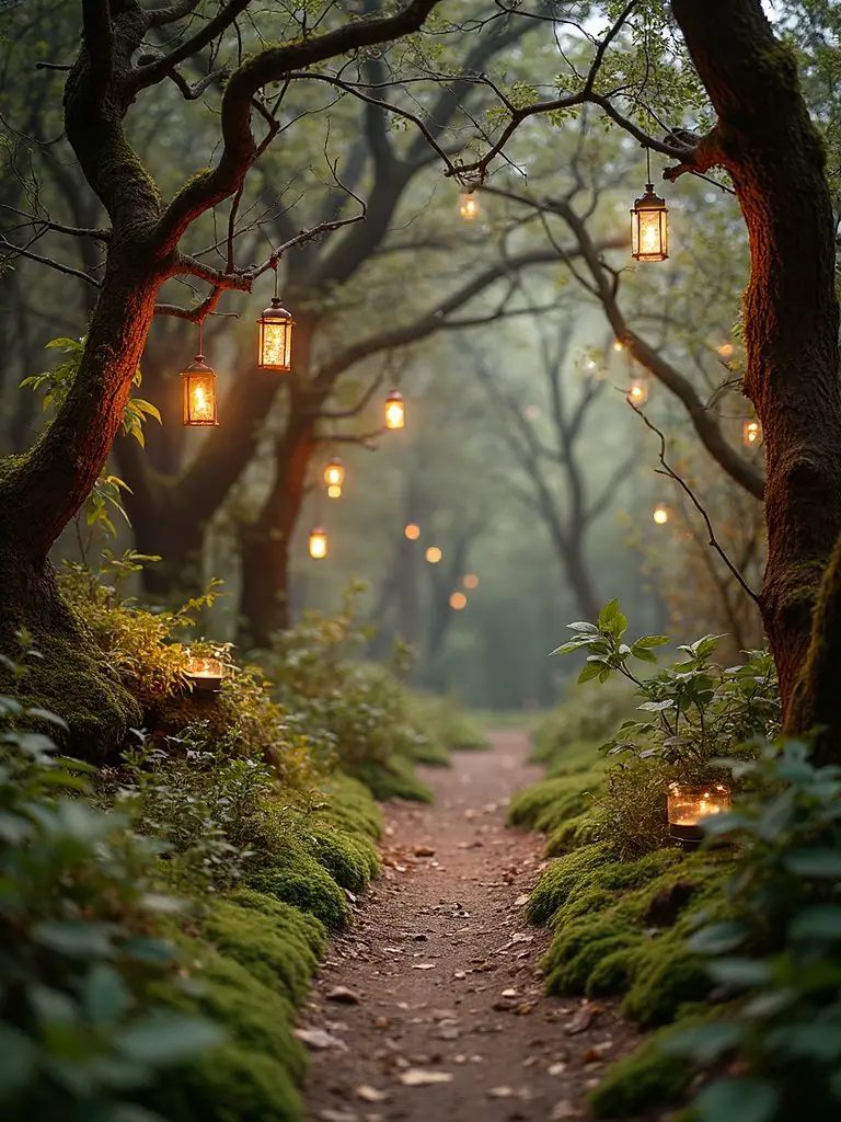 tranquil enchanted meditative forest pathway