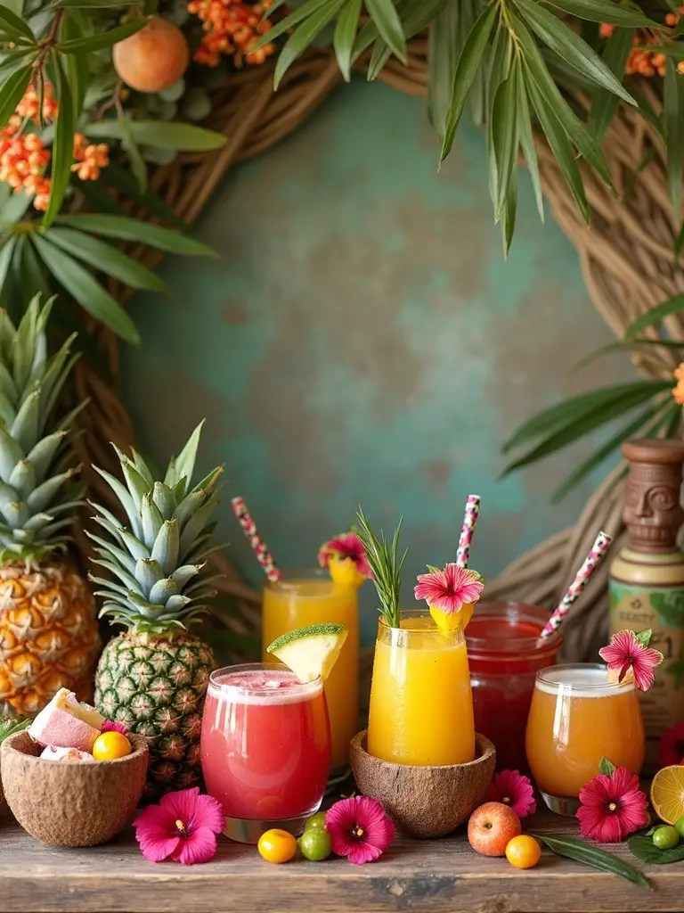 tropical mocktail station setup