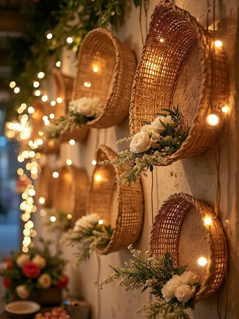 unique woven basket wedding hashtag sign