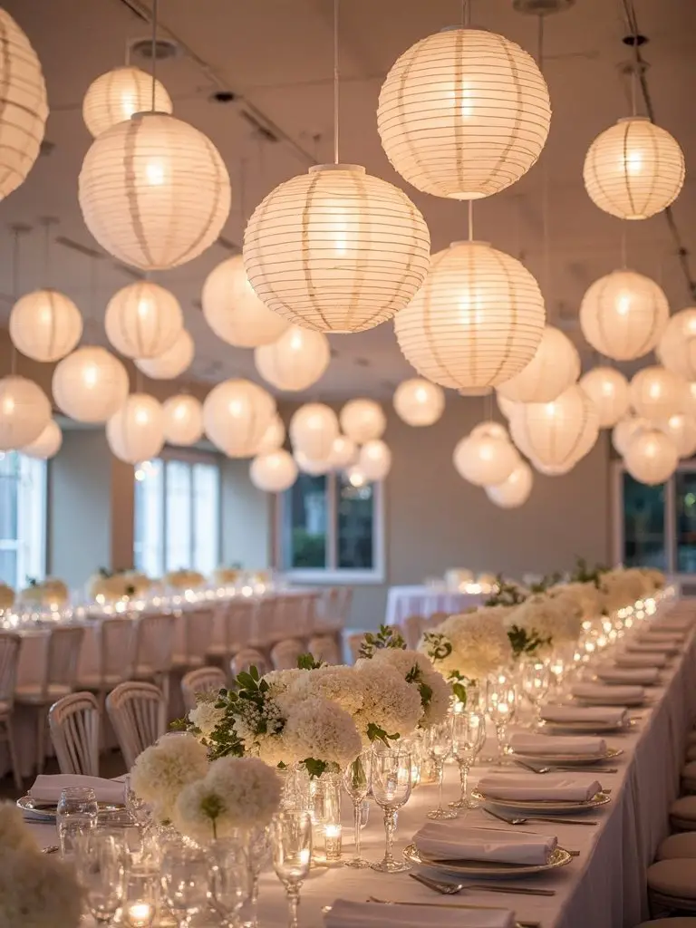 varied height lantern arrangements create magic