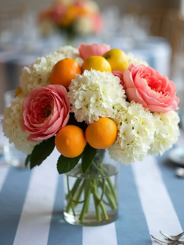 vibrant coastal citrus inspired centerpieces