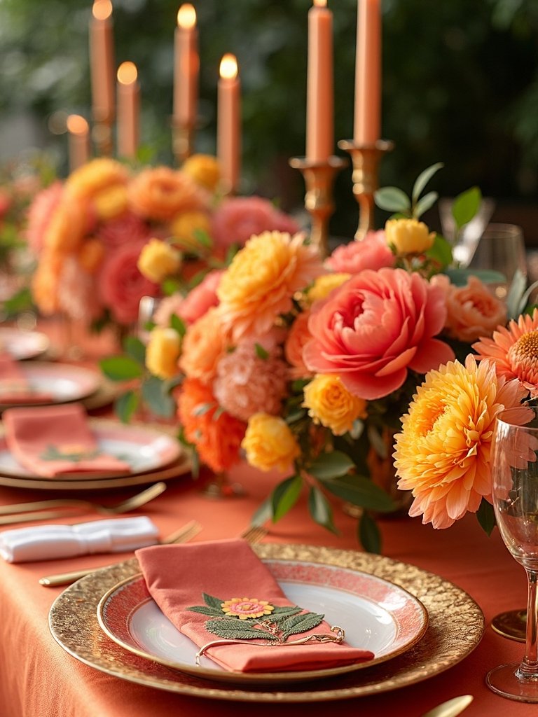 vibrant sunset inspired floral arrangements