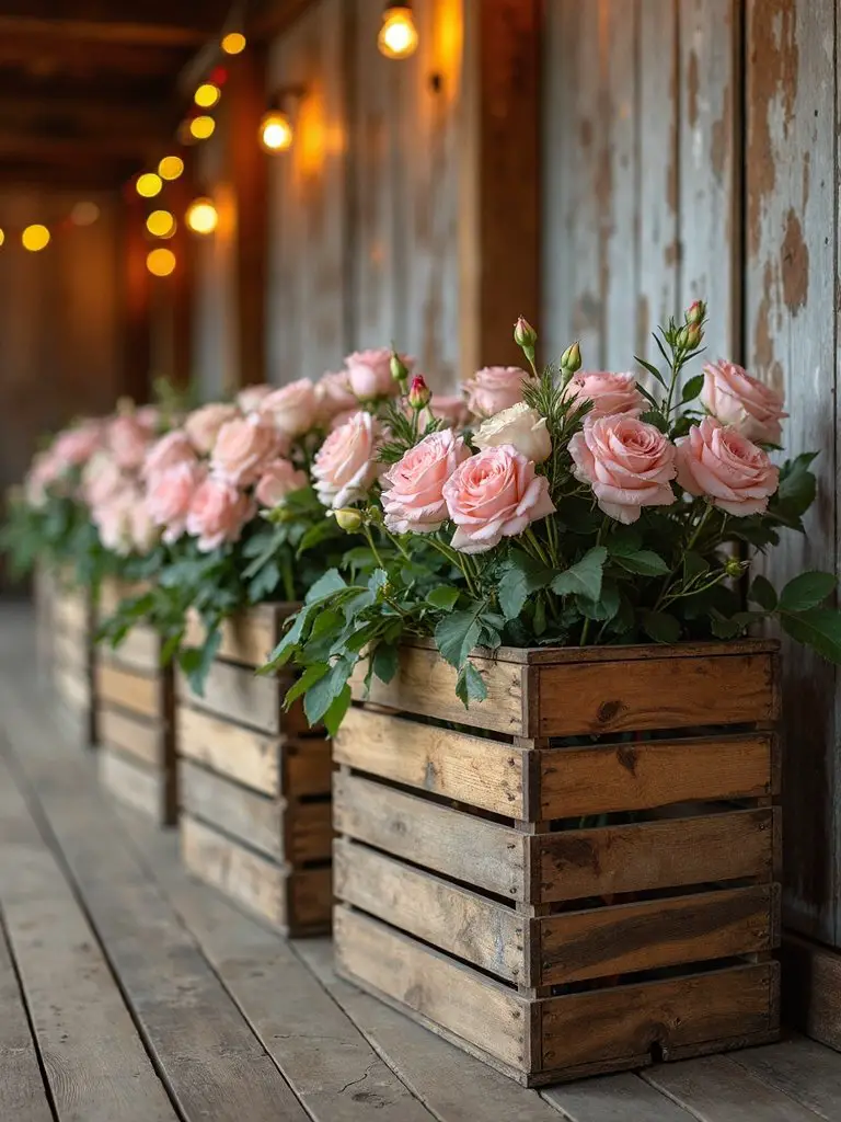 vintage crates garden rose elegance