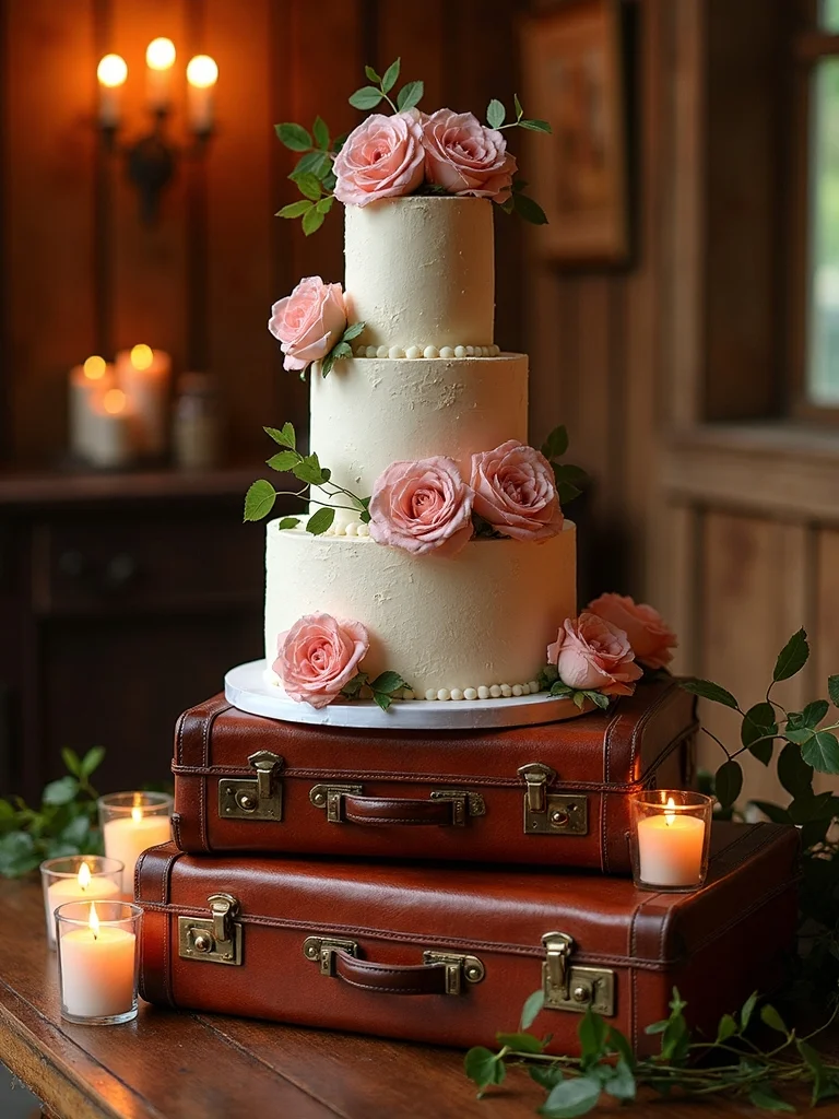 vintage suitcase altar centerpiece design