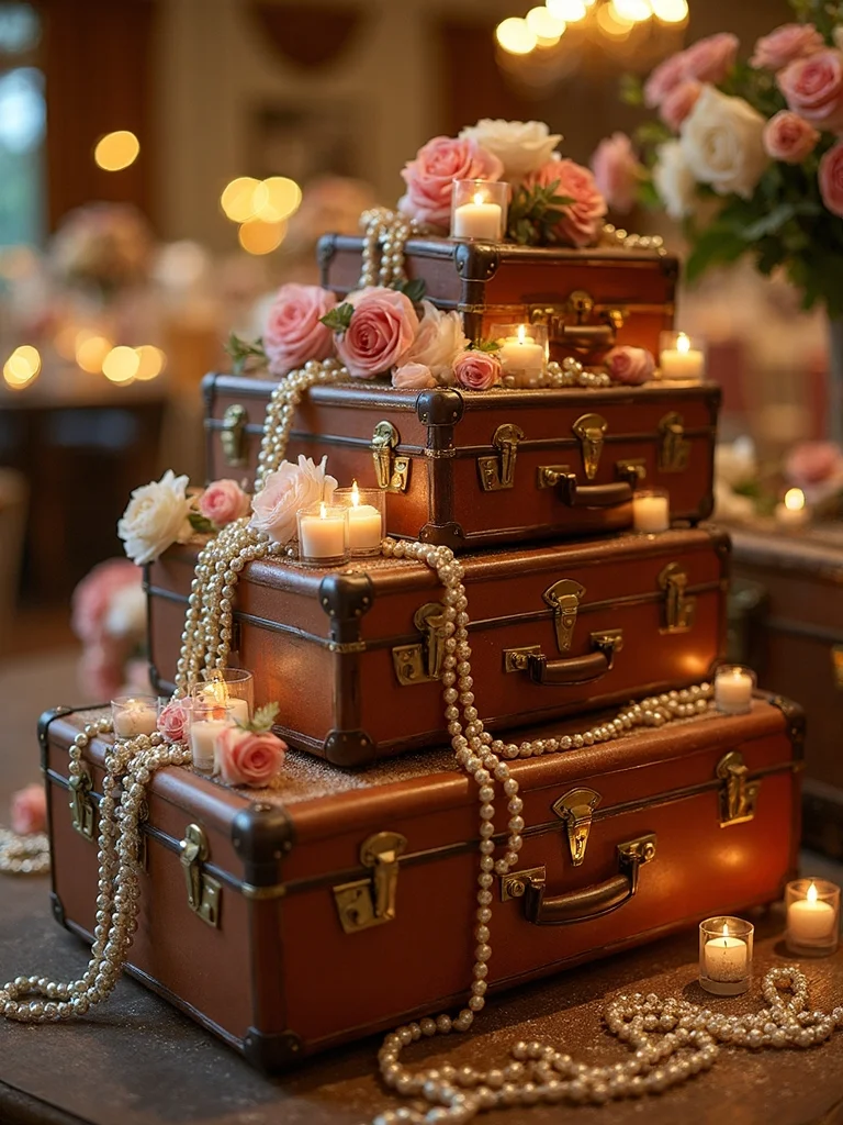 vintage suitcase gift table display