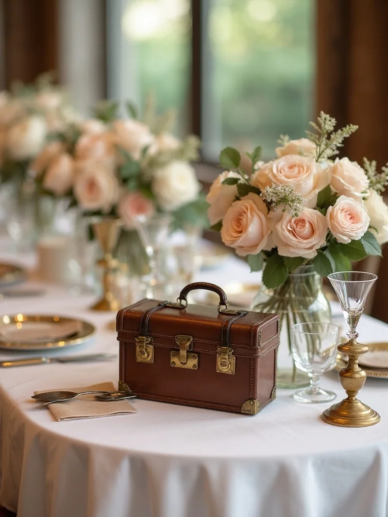 vintage suitcase table number displays