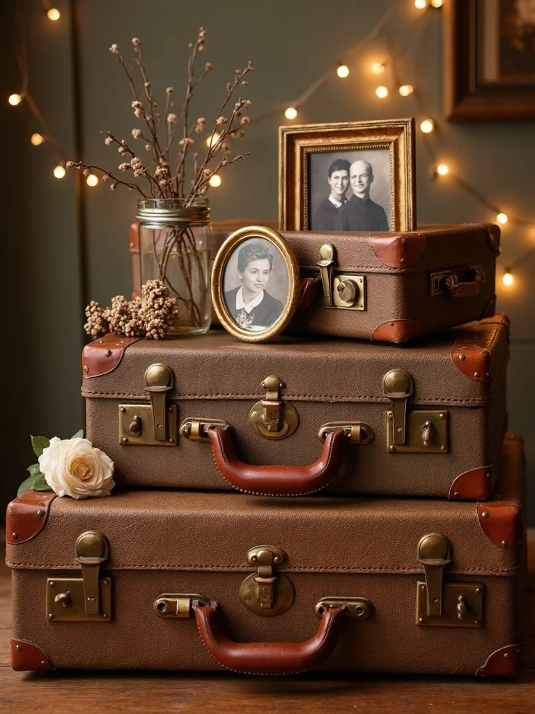 vintage suitcases showcase wedding memories