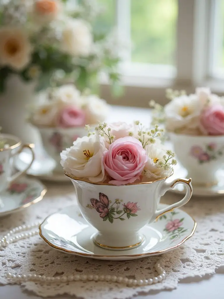 vintage teacup fairy gardens