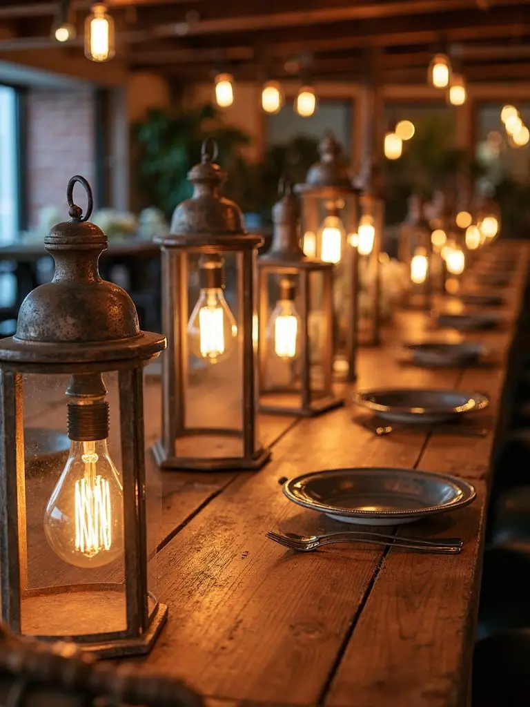 warm industrial aisle illumination