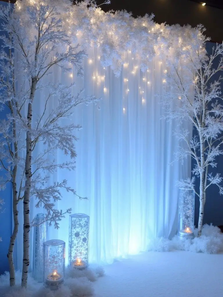 winter wonderland backdrop setup