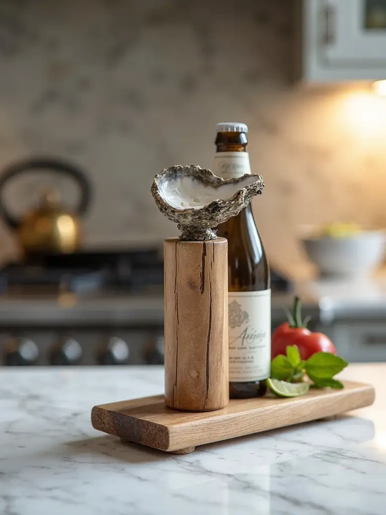 artisan crafted bronze oyster shell bottle opener