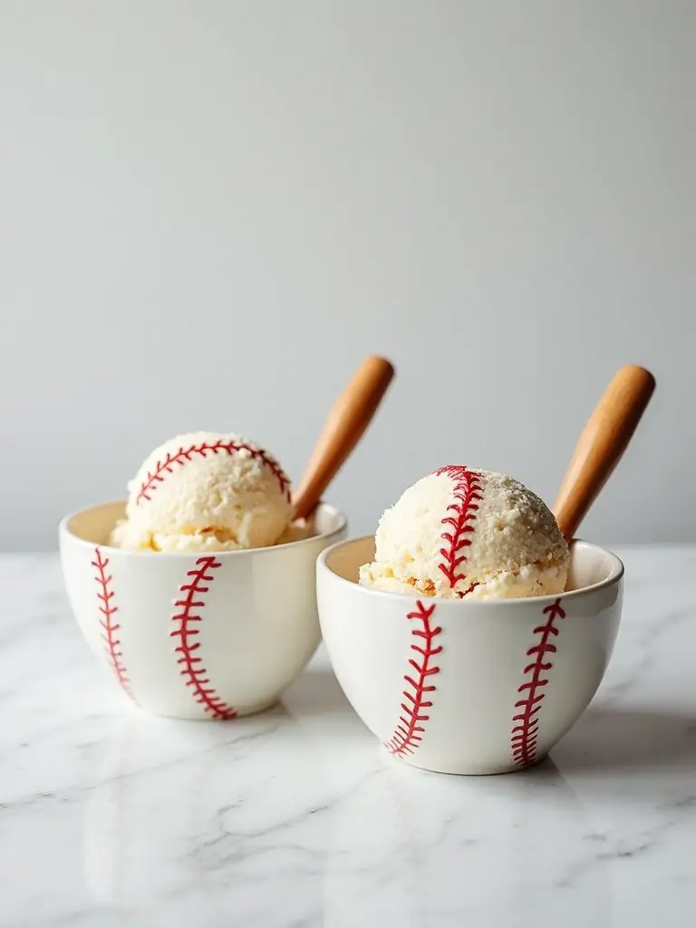 baseball themed ice cream bowls