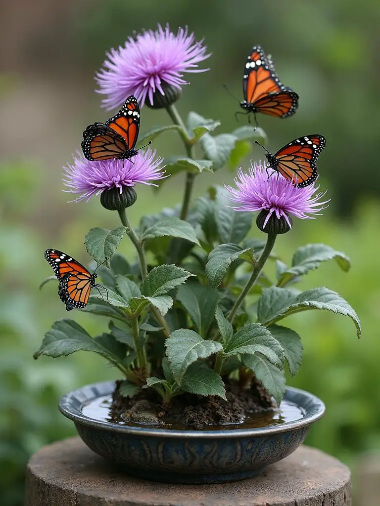 butterfly attracting stoneware puddler garden decor