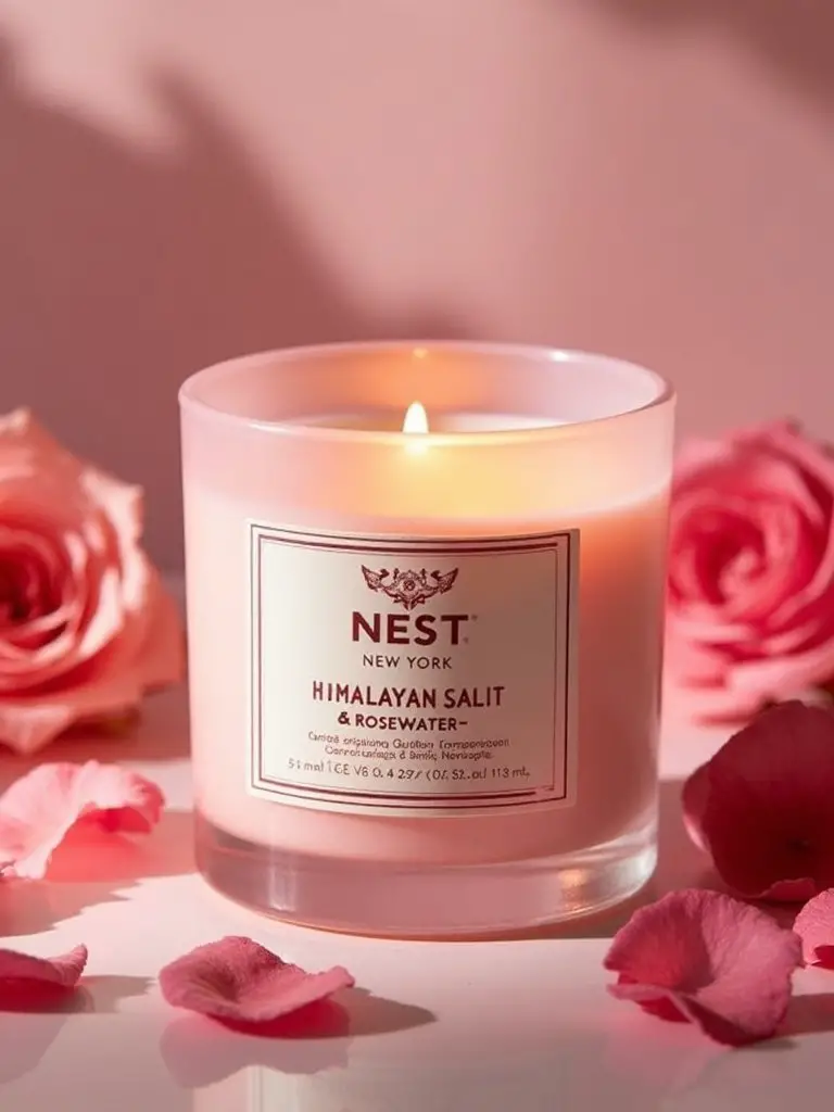 calming himalayan salt rosewater candle