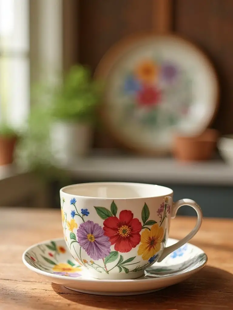 cheerful farmhouse style coffee cup set
