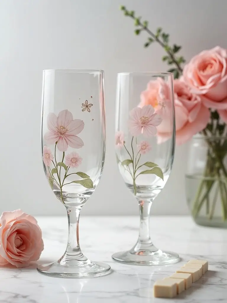 cherished customized birth flower glassware set