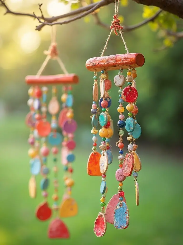 child crafted garden chimes