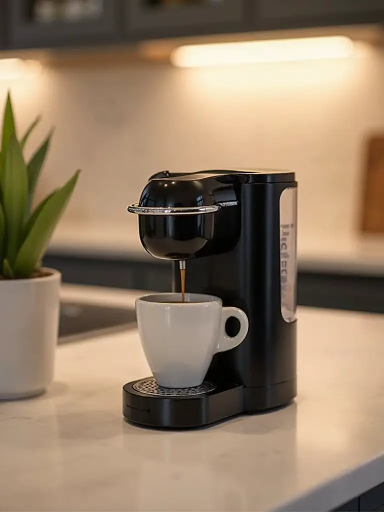 compact one touch low effort coffee maker