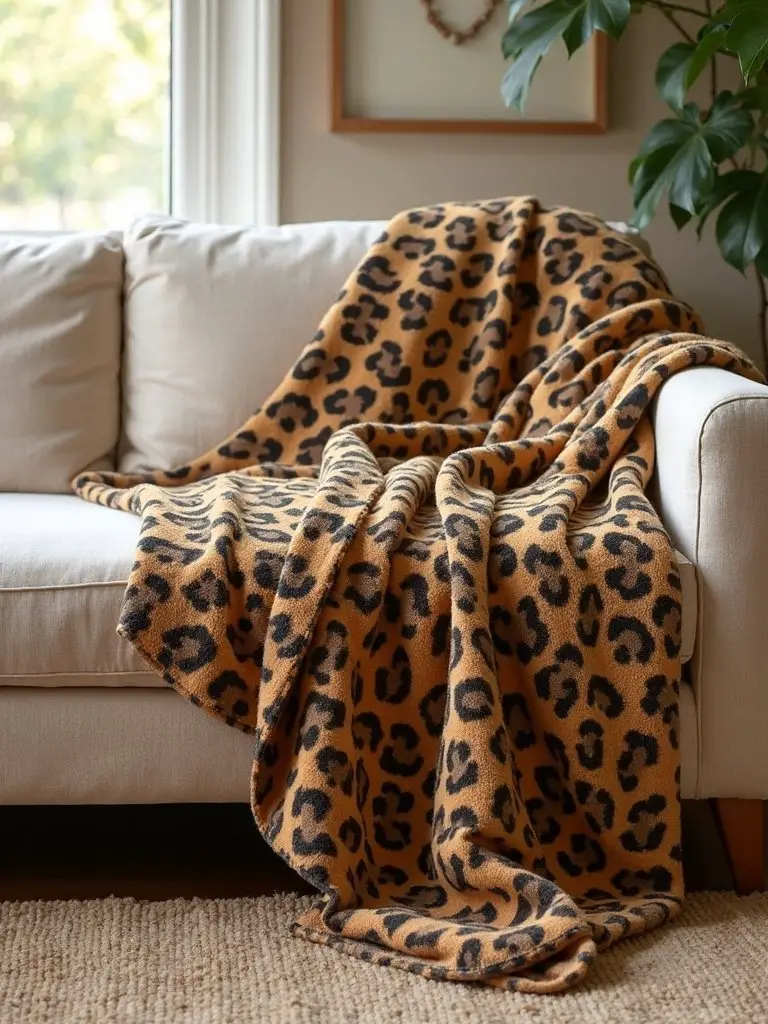 cozy elegant leopard print throw blanket